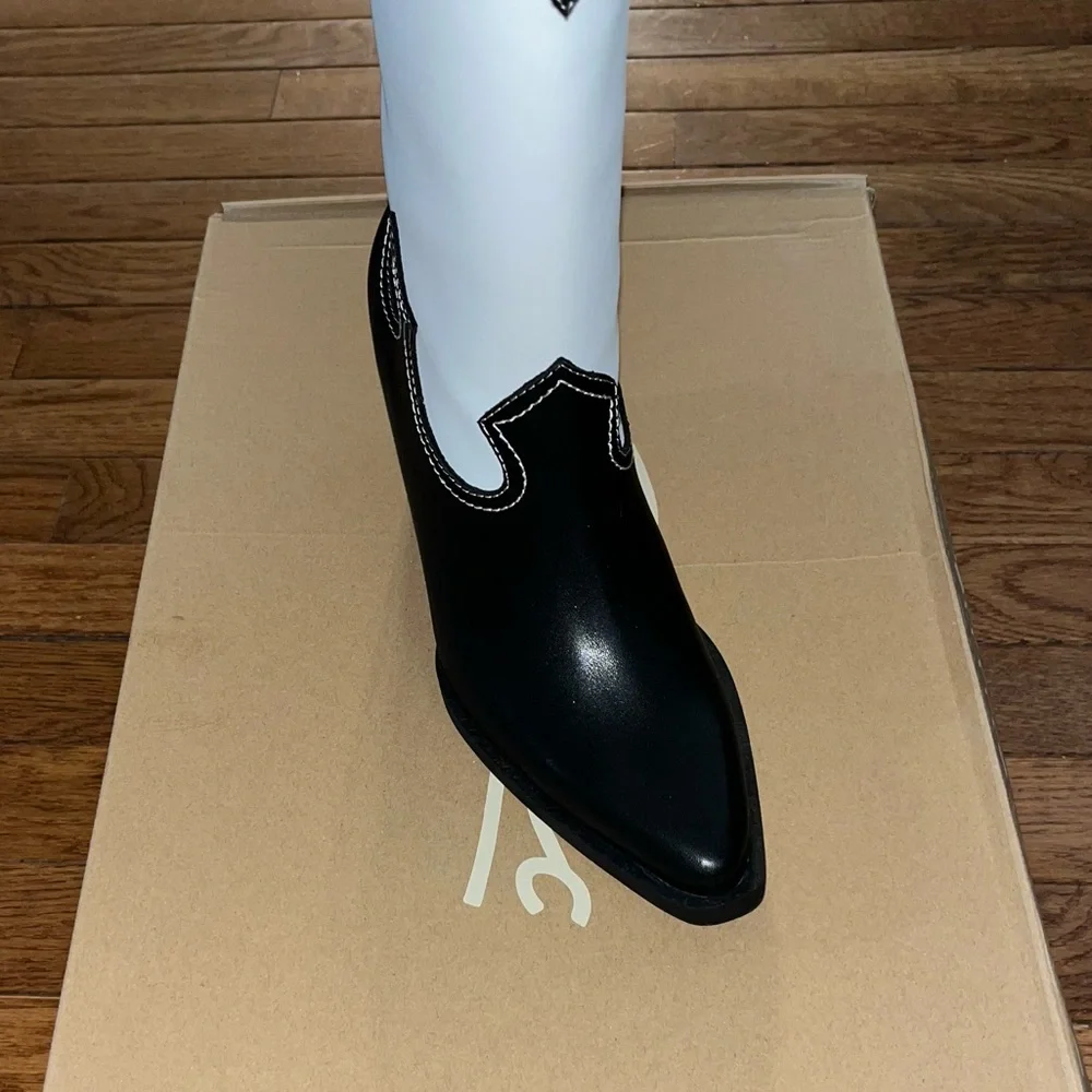 Zodiac Dawson Cowboy Boots Pointy Toe & Knee High Black & White Women’s Size 5.5